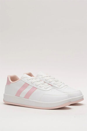 Unisex Düz Hafif Taban Günlük Sneaker Ayakkabı BEYAZ - PUDRA