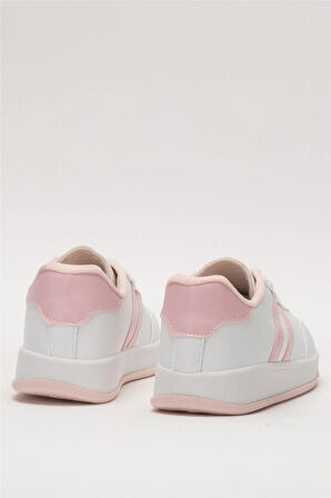 Unisex Düz Hafif Taban Günlük Sneaker Ayakkabı BEYAZ - PUDRA