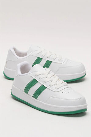 Unisex Düz Hafif Taban Günlük Sneaker Ayakkabı BEYAZ - YEŞİL