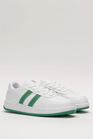 Unisex Düz Hafif Taban Günlük Sneaker Ayakkabı BEYAZ - YEŞİL