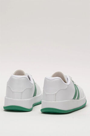 Unisex Düz Hafif Taban Günlük Sneaker Ayakkabı BEYAZ - YEŞİL