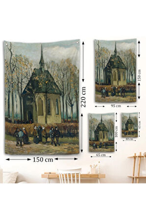 Vincent van Gogh - Cemaat Nuenen'deki Reform Kilisesinden Ayrılıyor Duvar Örtüsü-7466
