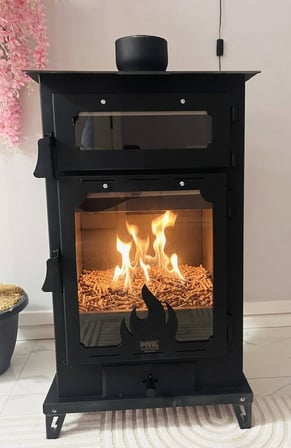 Şömine Model Kuzineli Pelet ve Odun Sobası Fırınlı 