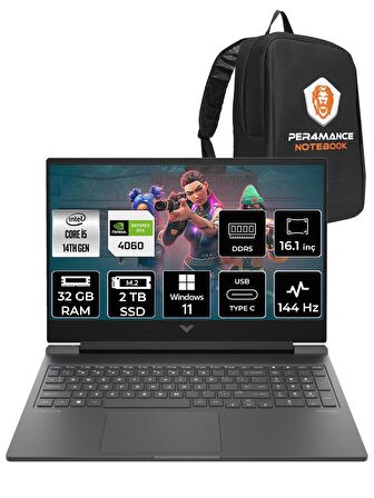 HP VİCTUS 16  i5-14500HX 32GB RAM 2TB SSD RTX4060/8GB 144Hz 16.1 FHD W11HOME 9J238EA & PER4 ÇANTA
