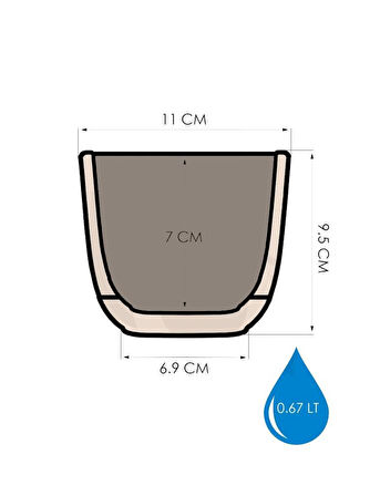 Omnipazar KRS-382 Dekoratif Plastik Mercan Kare Saksı 0.67 Litre No 2