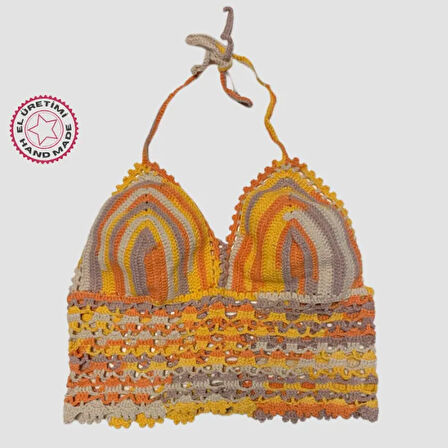Uretti - ASLI 5776 - El Yapımı Turuncu Crop Top