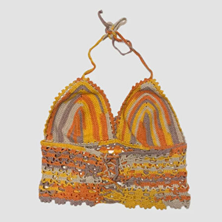 Uretti - ASLI 5776 - El Yapımı Turuncu Crop Top
