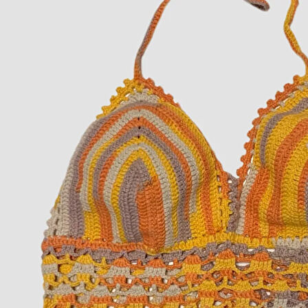 Uretti - ASLI 5776 - El Yapımı Turuncu Crop Top