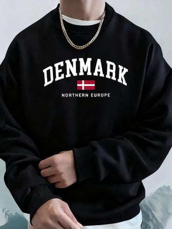 Danimarka Kuzey Avrupa Bayrağı Baskı Üstleri Erkekler Yumuşak Moda Kapşonlu Spor Polar Sokak