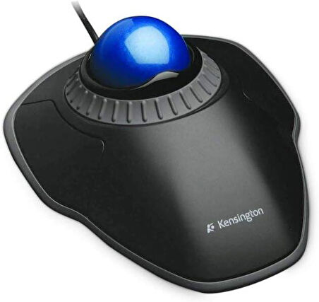 Kensington Orbit Trackball, kablolu ergonomik Trackball fare, kaydırma halkalı, 40 mm küre, Windows ve macOS ile uyumlu, sağ ve sol elini kullananlar için, siyah/mavi, K72337EU