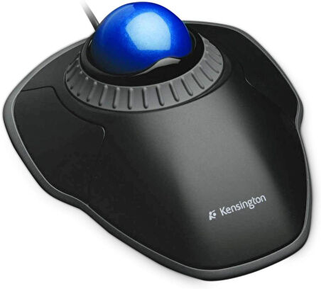 Kensington Orbit Trackball, kablolu ergonomik Trackball fare, kaydırma halkalı, 40 mm küre, Windows ve macOS ile uyumlu, sağ ve sol elini kullananlar için, siyah/mavi, K72337EU