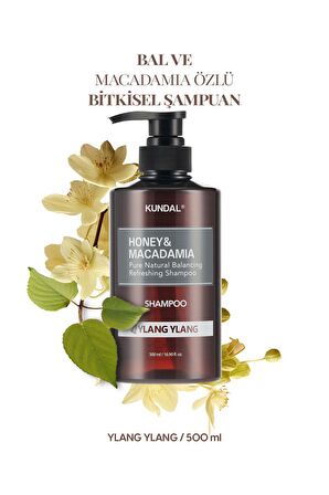 Kırılma Karşıtı, Besleyici Şampuan Kundal Honey & Macadamia Nature Shampoo 500ml (Ylang Ylang)