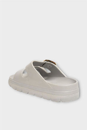 Yüksek Taban Tokalı Şık Kadın Terlik GRİ