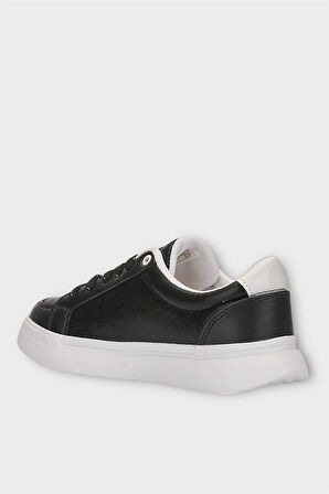 Kadın Yıldız Detay Şık Günlük Spor Sneaker Ayakkabı SİYAH - BEYAZ