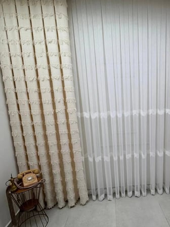 NİVEMESHOME  ARVEN  EKRU  1/3 PİLELİ FON PERDE APM