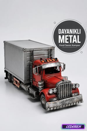 Dekoratif Metal Tır Maketi Hediyelik Oyuncak Ev Ofis Masaüstü Dekor Biblo C0179