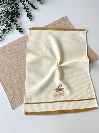 SARRA 40X60 2'Lİ NAKIŞLI KURULAMA BEZİ-KAHVE