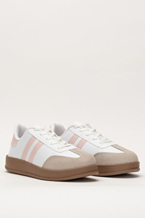 Unisex Rahat Hafif Spor Ayakkabı  BEYAZ - PUDRA