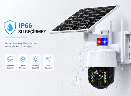 4G SIM Kartlı Güneş Enerjili 5MP PTZ Güvenlik Kamerası | Renkli Gece Görüşü | Hareket Takibi | Çift Yönlü Ses | IP66 Su Geçirmez