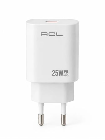 Acl L15 25W PD Hızlı Şarj Aleti ve Type-C to Type-C Kablo Seti Beyaz 1 Metre 3.4A