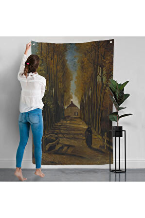 Vincent van Gogh - Sonbaharda Kavaklı Yol Duvar Örtüsü - Avenue of Poplars in Autumn-7473