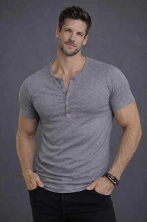 Özel Üretim Füme Ekstra Slim Fit Bady Henley Yaka Dar Kesim düğmeli Açık Geniş Yaka Tişört T-Shirt