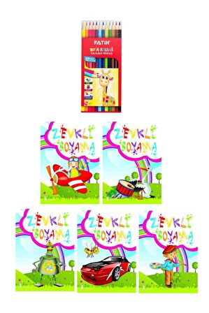 3-6 Yaş Zevkli Boyama Kitapları 5 li +Fatih 12li Kuru Boya