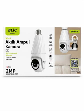 Akıllı Wifi Ampul Kamera 2MP 1080P FHD Panoramik Gece Görüşlü Güvenlik Kamerası