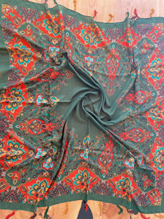 Etnik  110x110 cm Pareo Eşarp Şal Paisley 1757089