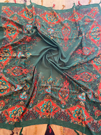 Etnik  110x110 cm Pareo Eşarp Şal Paisley 1757089