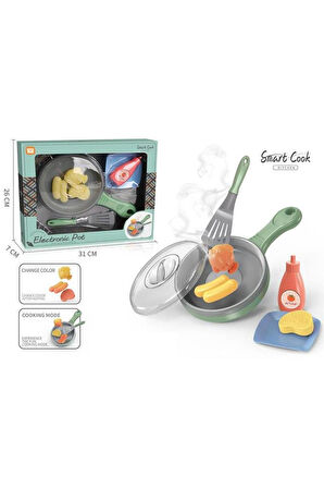 Renk Değiştiren Eğlenceli Kızartma Tava Seti 10 Parça Gıdaları Renk Değiştiren Mutfak Seti Evcilik