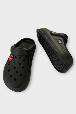 Kadın Comfort Uğur Böceği Tokalı Medikal Hemşire Sabo Terlik SİYAH