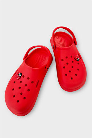 Kadın Comfort Uğur Böceği Tokalı Medikal Hemşire Sabo Terlik KIRMIZI