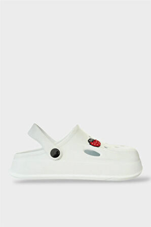 Kadın Comfort Uğur Böceği Tokalı Medikal Hemşire Sabo Terlik BEYAZ