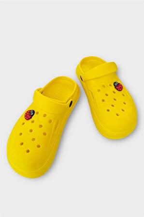 Kadın Comfort Uğur Böceği Tokalı Medikal Hemşire Sabo Terlik SARI