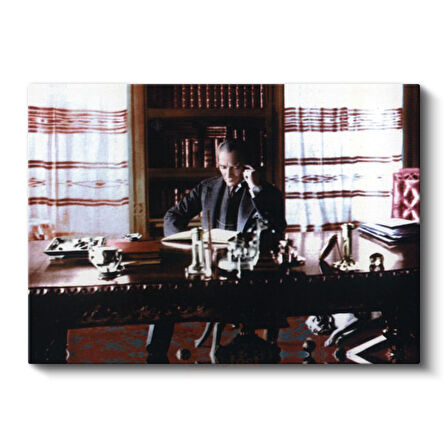 Atatürk ve Çankaya Köşkü - Liderlik Makamında Kanvas Tablo