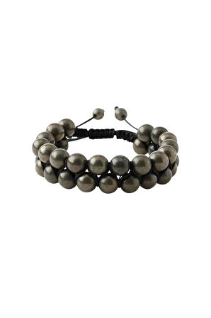 Pirit 8mm Çift Sıra Makrome Doğal Taş Bileklik