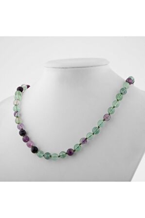 Yeşil Florit 8 mm Düğümlü Doğal Taş Kolye