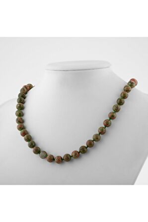 Unakit 8 mm Düğümlü Doğal Taş Kolye