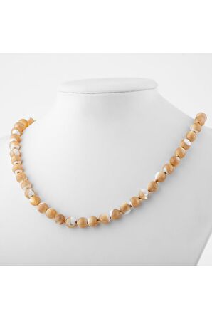 Sedef 8 Mm Düğümlü Doğal Taş Kolye