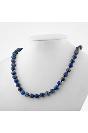 Lapis Lazuli 8 Mm Düğümlü Doğal Taş Kolye