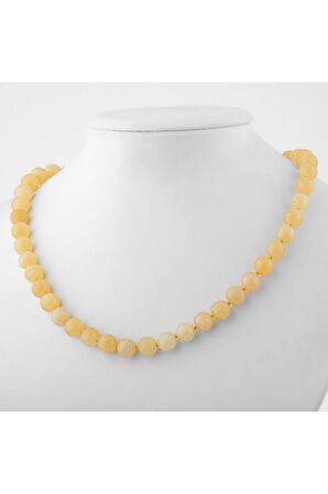 Kalsit 8 mm Düğümlü Doğal Taş Kolye