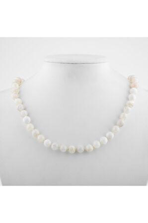 Ay Taşı 8 Mm Düğümlü Doğal Taş Kolye