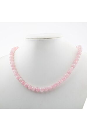Pembe Kuvars (gül Kuvars) 8 Mm Dizi Doğal Taş Kolye