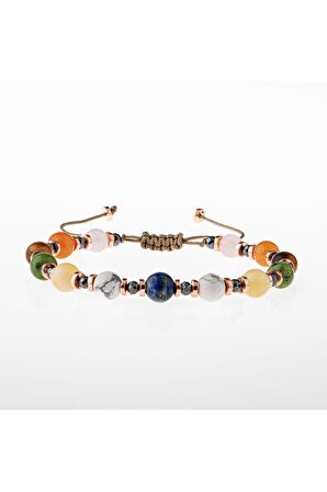Kız Öğrenci Doğal Taş Bileklik-Lapis Lazuli-Havlit-Kalsit-Yeşim-Kaplan Gözü-Turuncu Aventurin-Pembe