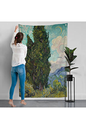 Vincent van Gogh - Selviler Duvar Örtüsü - Cypresses-7475