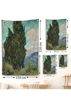 Vincent van Gogh - Selviler Duvar Örtüsü - Cypresses-7475