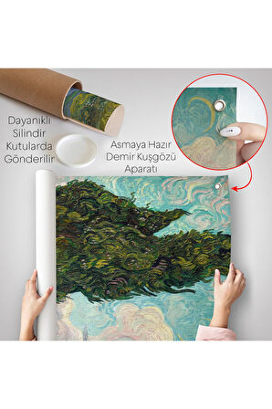 Vincent van Gogh - Selviler Duvar Örtüsü - Cypresses-7475