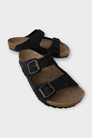 Unisex Çift Tokalı Ortopedik Terlik SİYAH