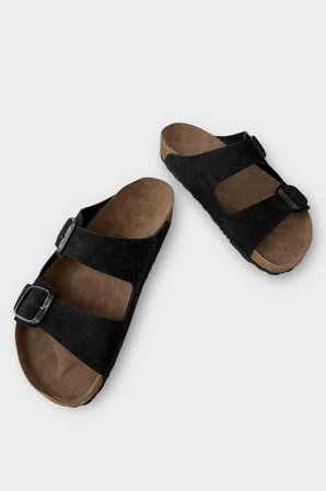 Unisex Çift Tokalı Ortopedik Terlik SİYAH